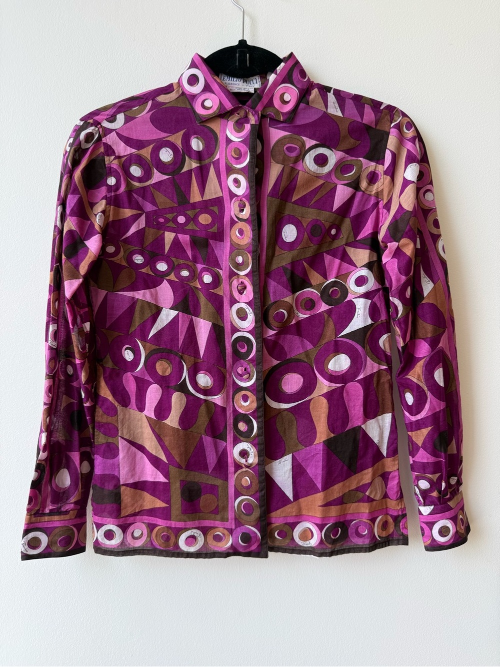 Vintage 1980s Emilio Pucci Geometric Print Button Up Shirt